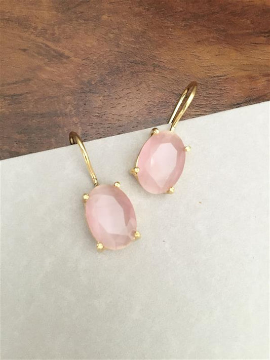 Glossy Stone Hook Earrings