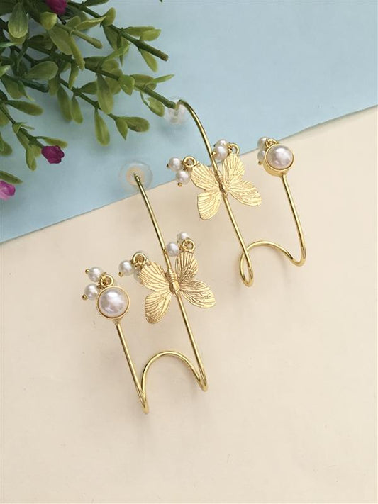 Zeba Butterfly with Pearl Drop Earring
