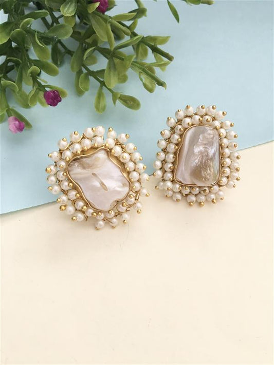 MOP Cluster Pearl Stud Earrings