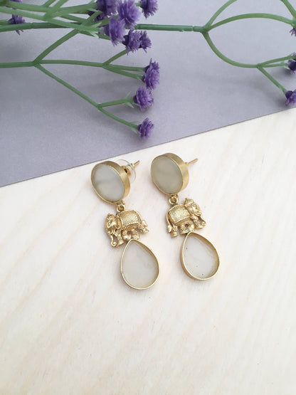 Ethnic Drop Earrings with Elephant Motifs
