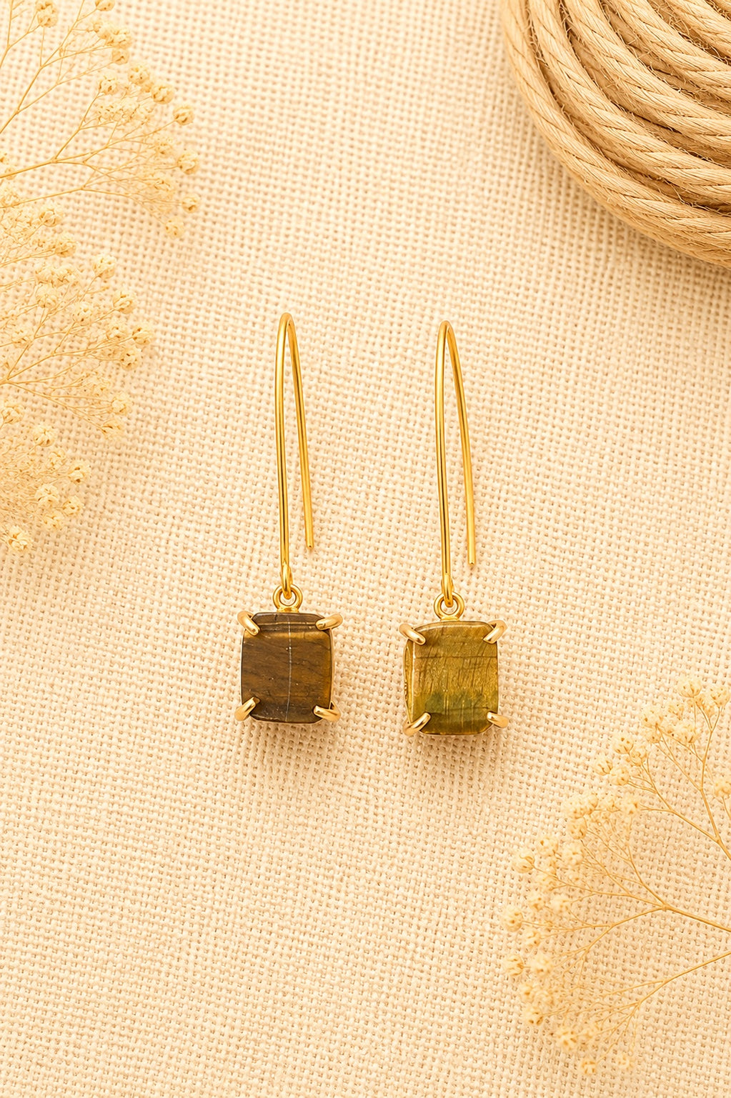 Vasundhara Tiger’s Eye Drop Earrings