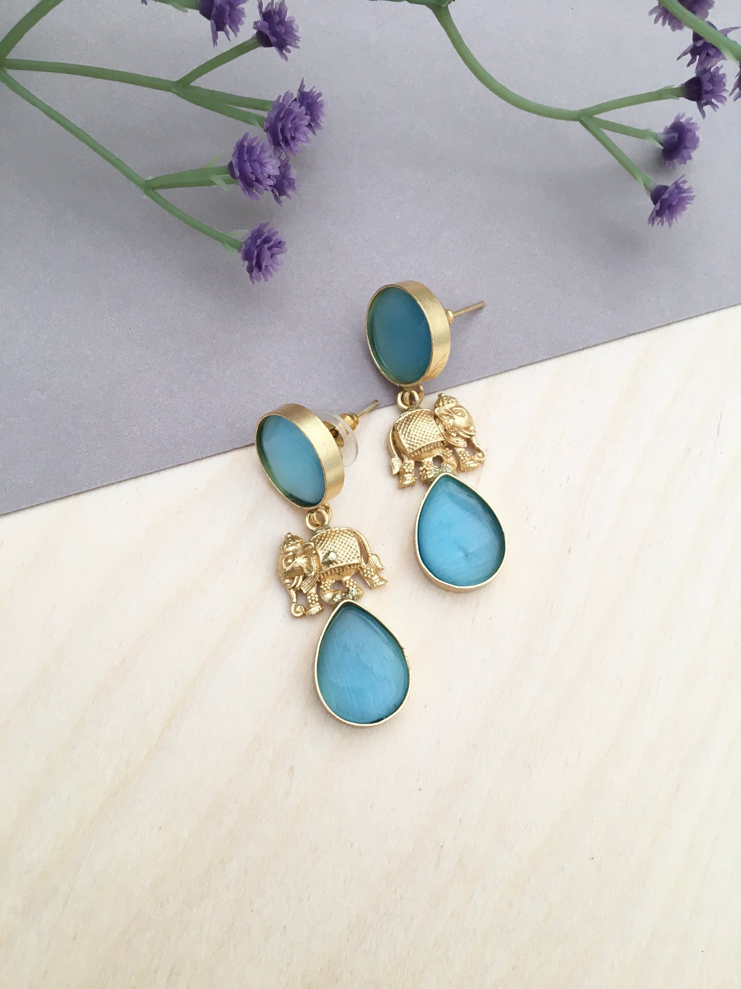 Ethnic Drop Earrings with Elephant Motifs