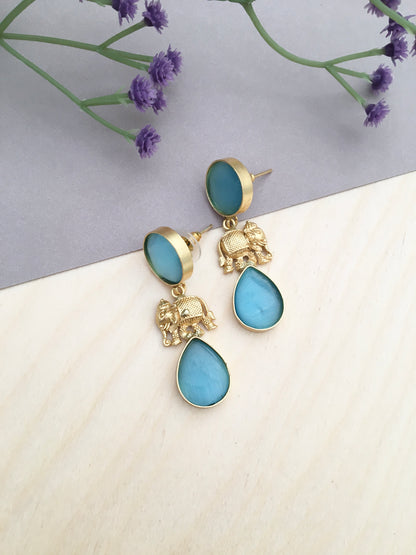 Ethnic Drop Earrings with Elephant Motifs