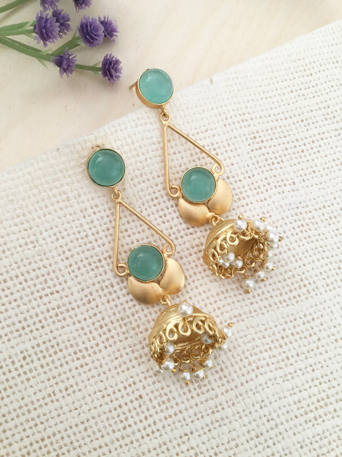 Stone Jhumka Earrings