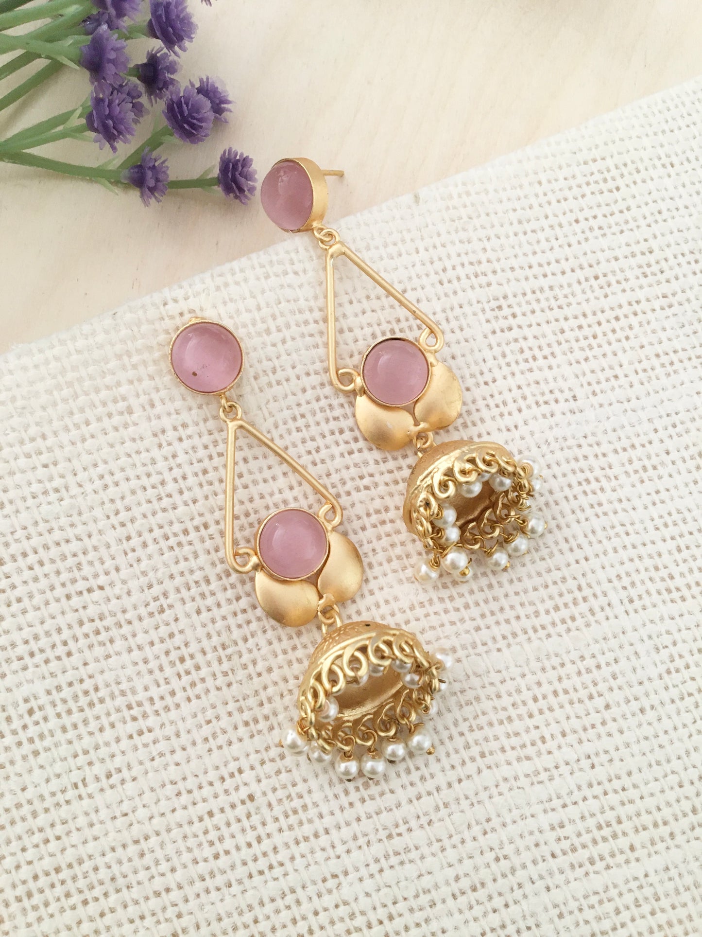 Stone Jhumka Earrings