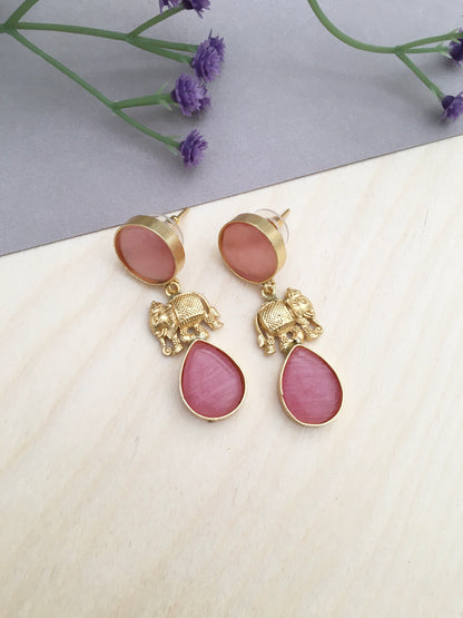Ethnic Drop Earrings with Elephant Motifs