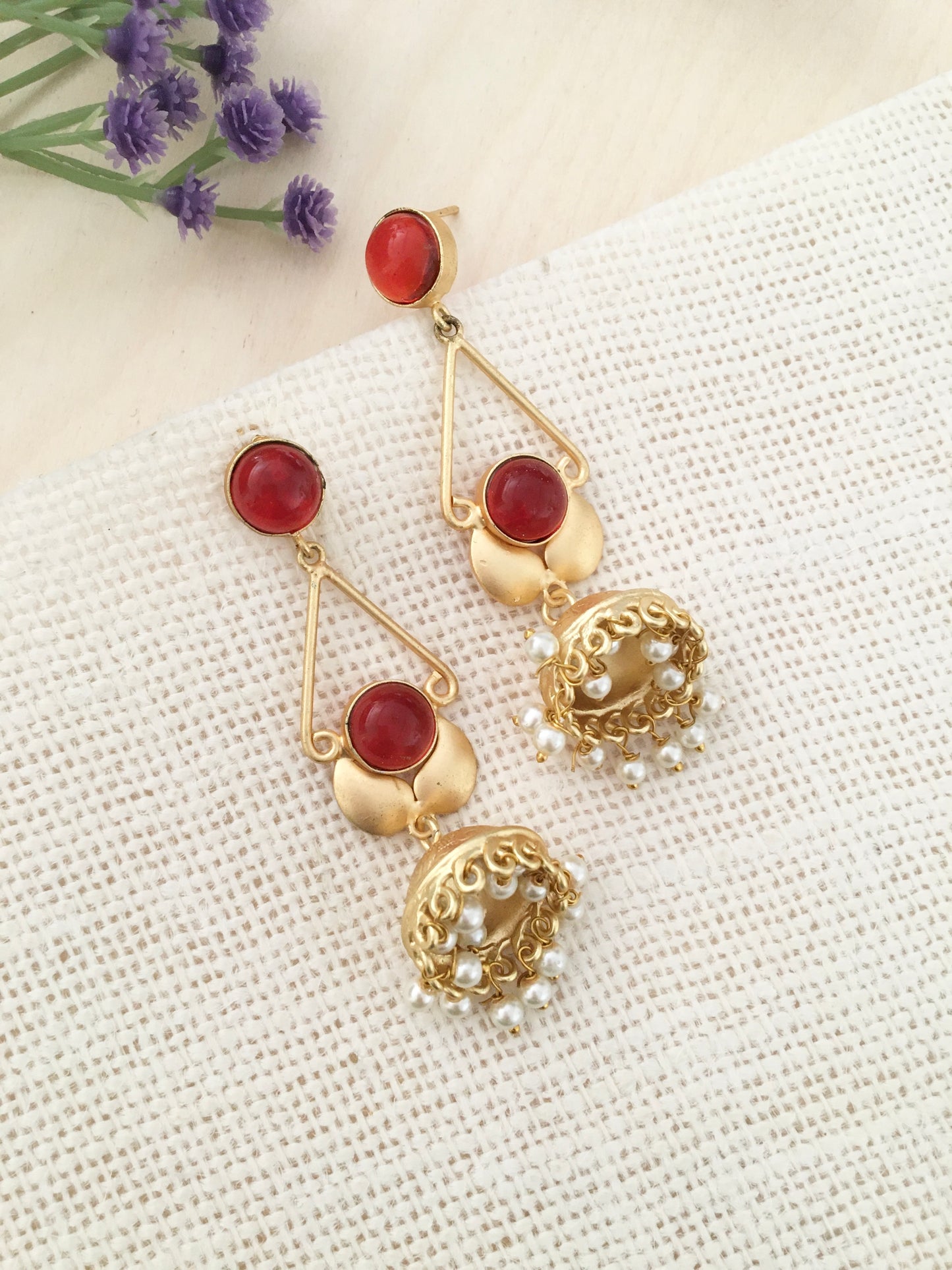 Stone Jhumka Earrings