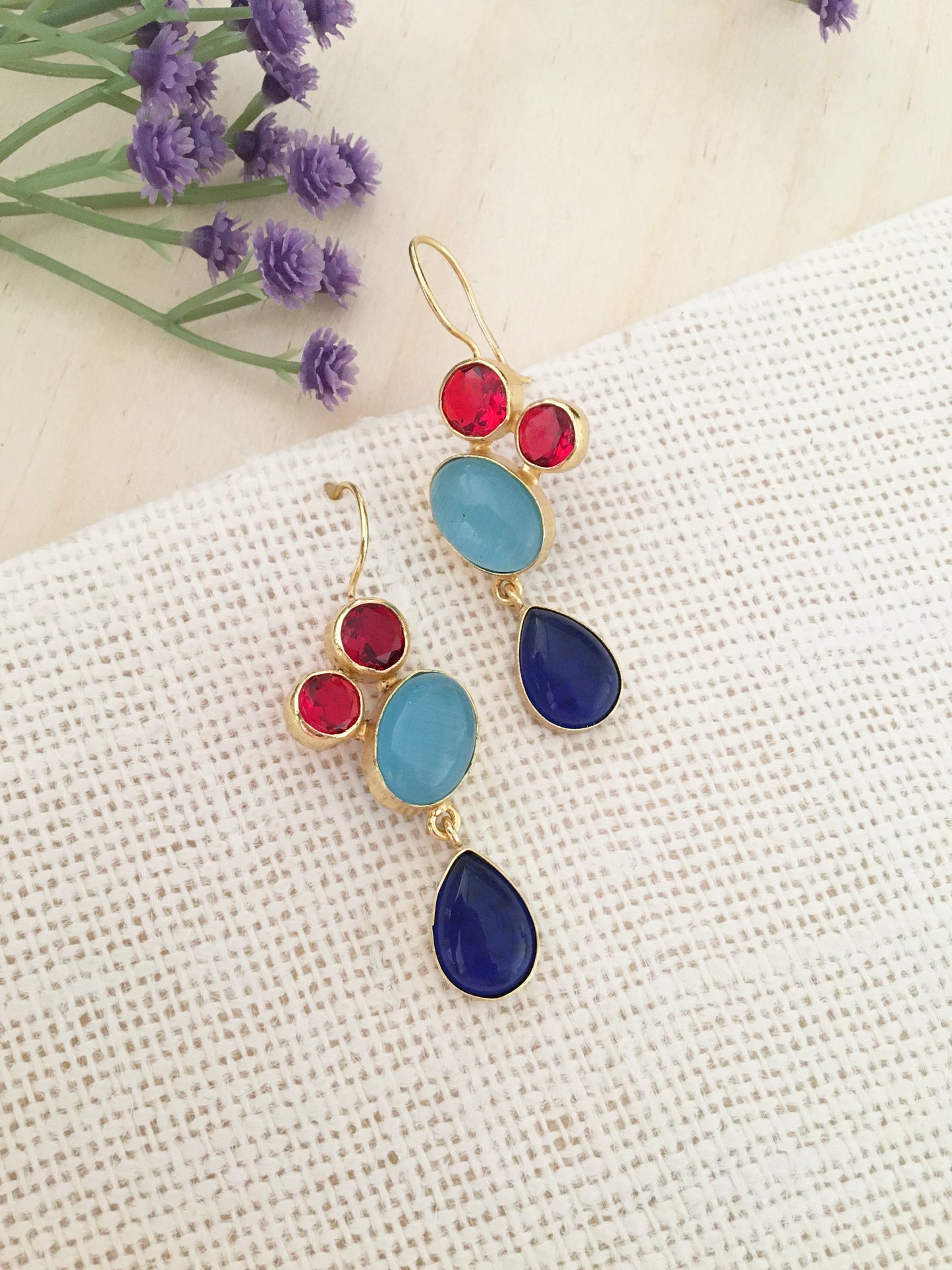 Vibrant Jewel-Tone Cascade Earrings