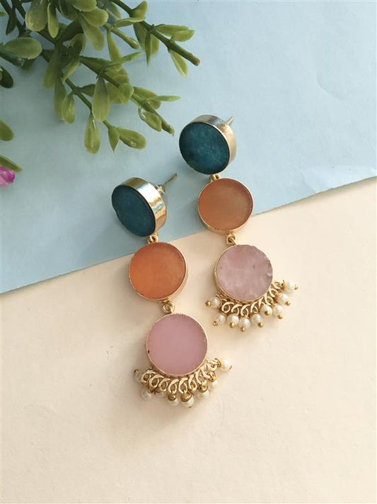 Mia Multicolour Rough Stone Drop Earring