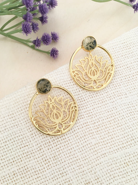 Golden Lotus Mandala Earrings