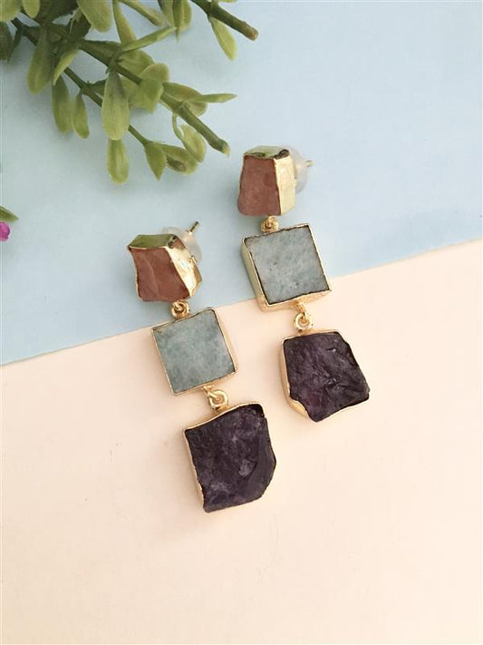 Ruhani Rough Stone Drop Earrings