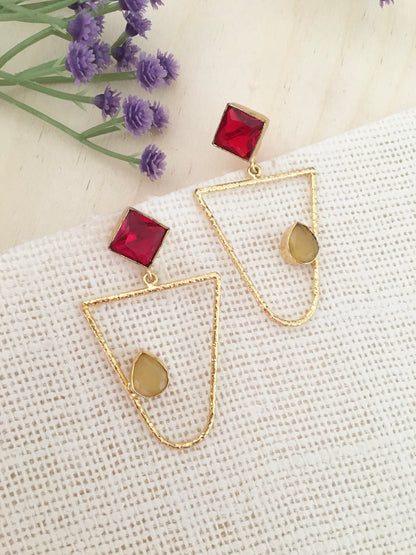 Bold Red Geometric Statement Earrings