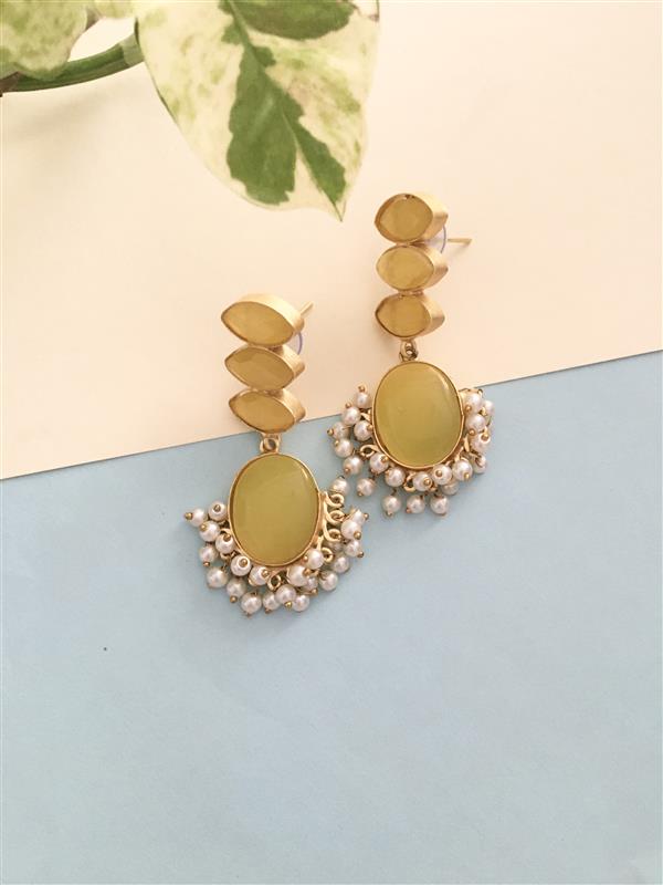 Glass Stone Traditional Drop Earring