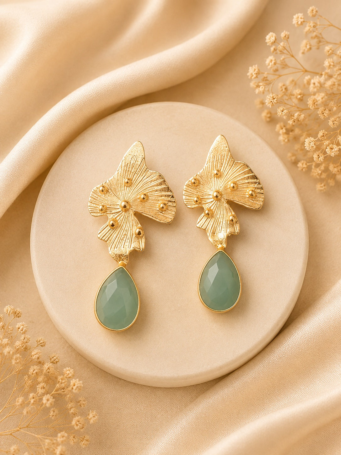 Ginkgo Dewdrop Earrings