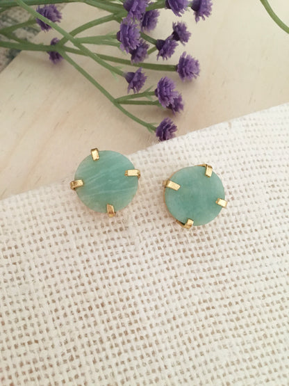 Aurora Earthstone Gold Prong Studs | BlissByTakshvi