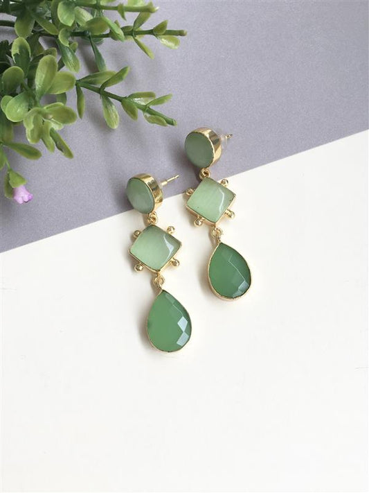 3 Stone Long Drop Earring