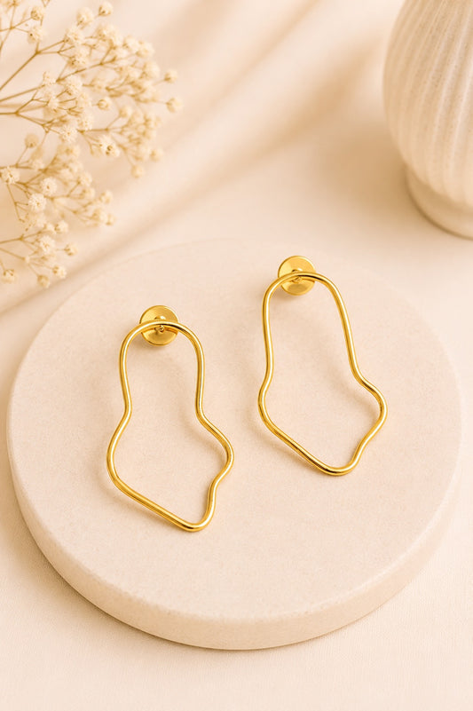 Golden Wave Drop Earrings
