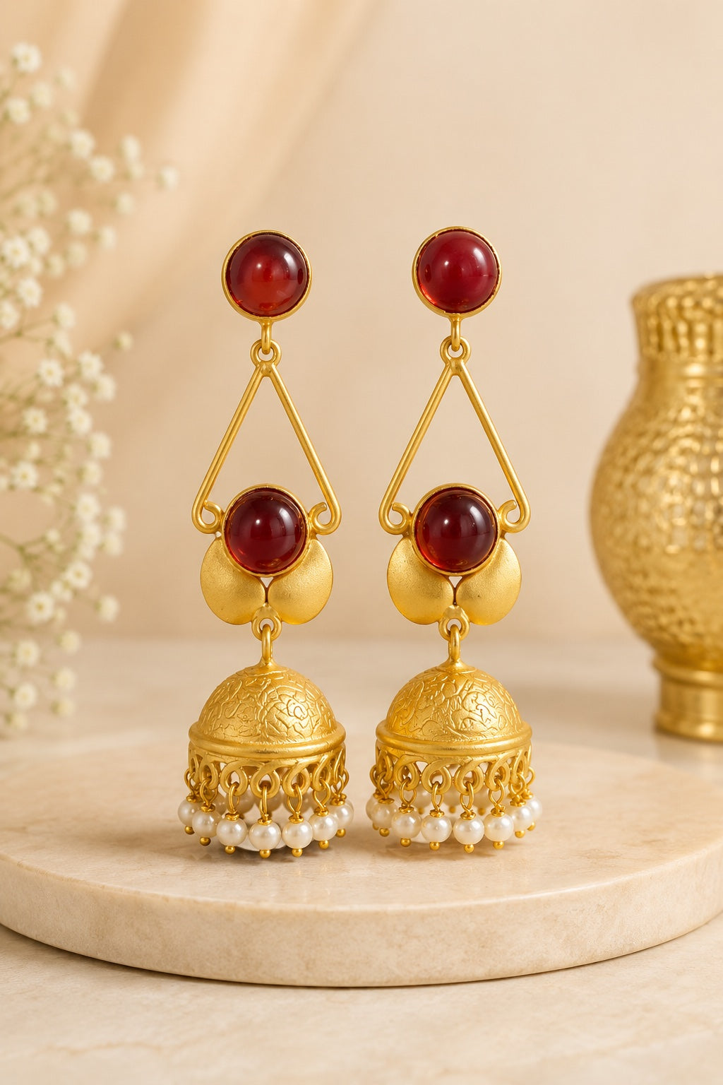 Ruhaya Pearl Dome Jhumka Earrings
