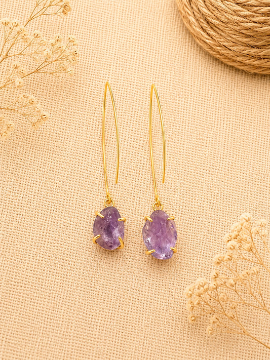 Amethyst Wire Drop Earrings