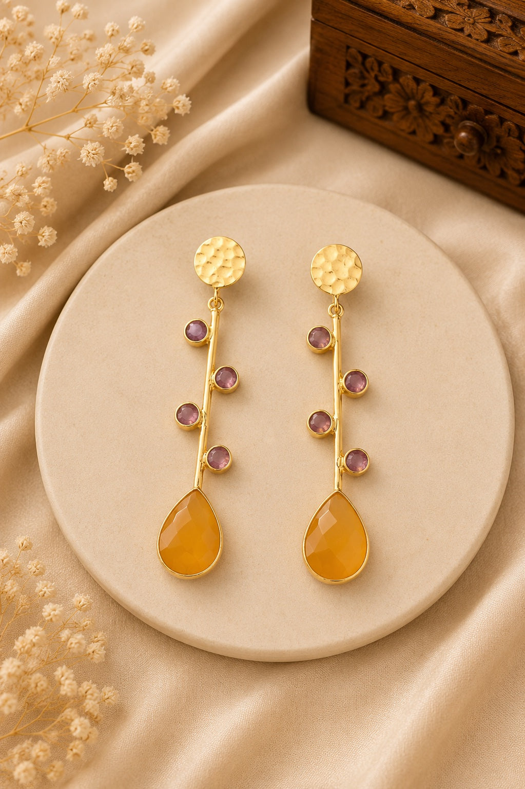 Amber Linear Drop Earrings