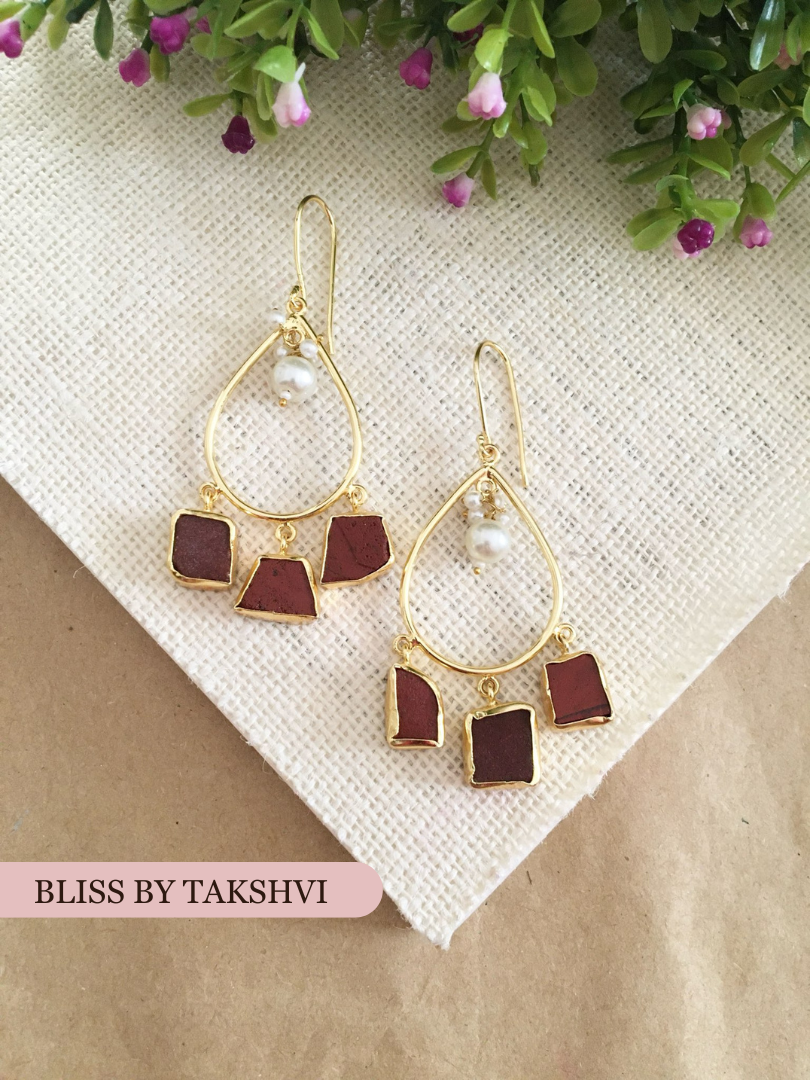 Nishu Golden Teardrop Earrings