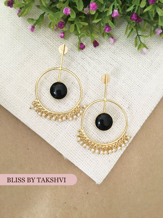 Riya Round Stone Drop Earrings