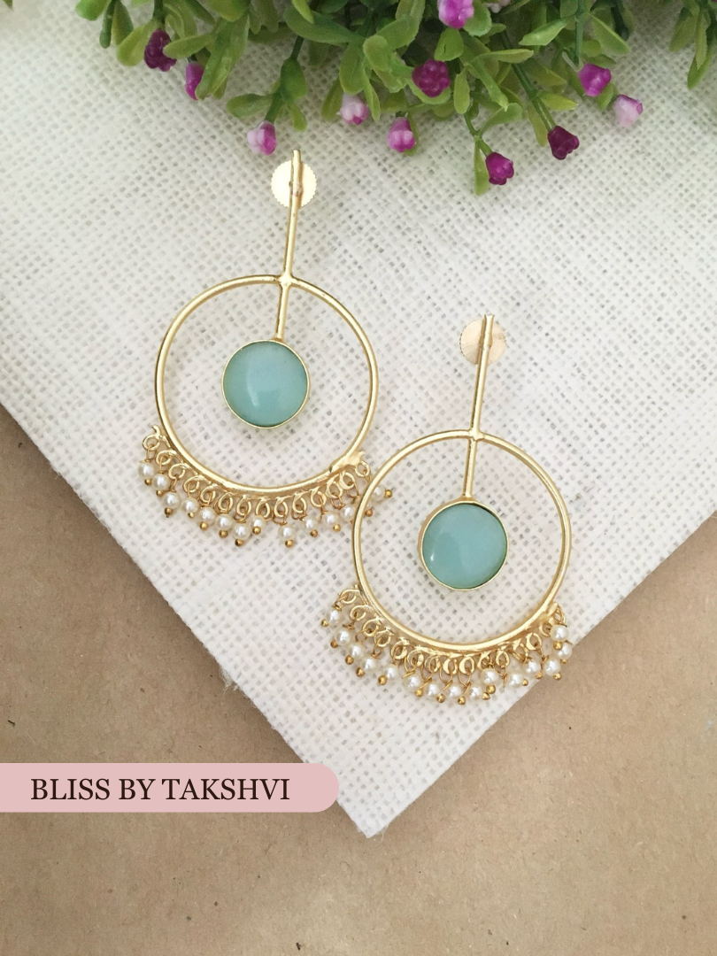 Shreya Aqua Round Earrings