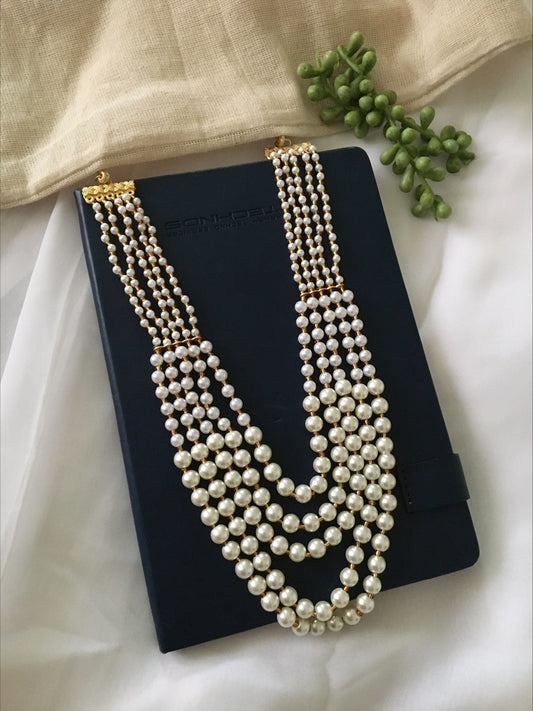 White Layered Beaded Necklace