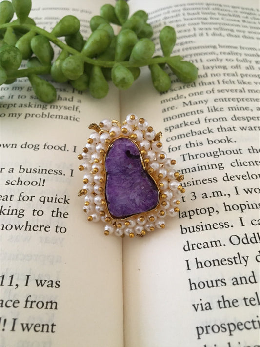 Menaka Raw Stone Druzy Ring