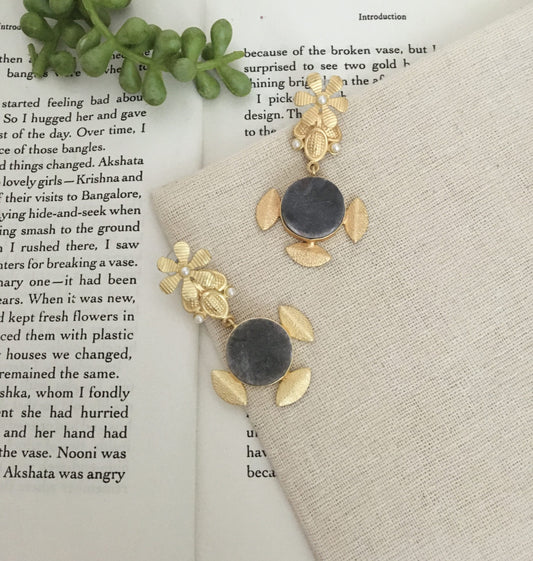 Stunning Ash Grey Flower Drop Earring