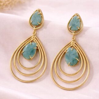 Teardrop Shaped Drop Earrings – Gold