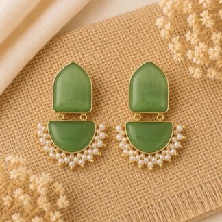 Geometric Drop Earrings – Green