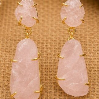 Geometric Drop Earrings – Pink