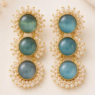 Circular Drop Earrings – Blue
