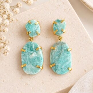 Geometric Drop Earrings – Turquoise Blue