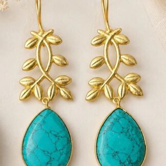 Teardrop Shaped Drop Earrings – Turquoise Blue