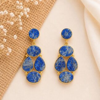 Geometric Drop Earrings – Blue