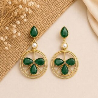Circular Drop Earrings – Green