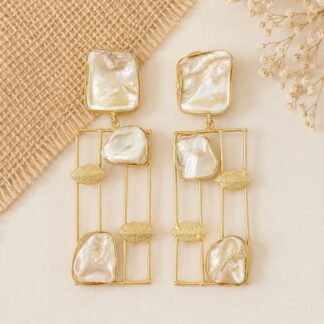 Geometric Drop Earrings – Off White
