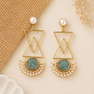 Geometric Drop Earrings – Turquoise Blue