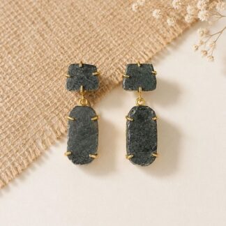 Geometric Drop Earrings – Black