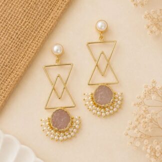 Geometric Drop Earrings – Pink