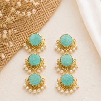 Circular Drop Earrings – Turquoise Blue