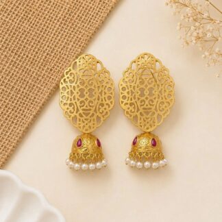Geometric Jhumkas Earrings – Gold