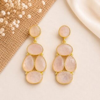 Geometric Drop Earrings – Pink