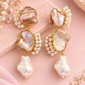 Geometric Drop Earrings – Off White