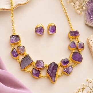 Brass-Plated Handcrafted Necklace – Pink