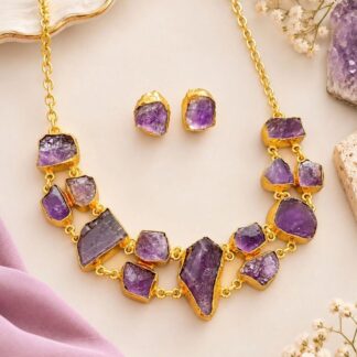 Brass-Plated Handcrafted Necklace – Purple